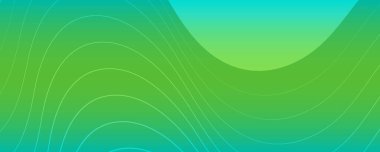 Dalga çizgileri olan modern yeşil eğimli arka planlar. Başlık pankartı. Parlak geometrik soyut sunum arkaplanları. Vektör illüstrasyonu