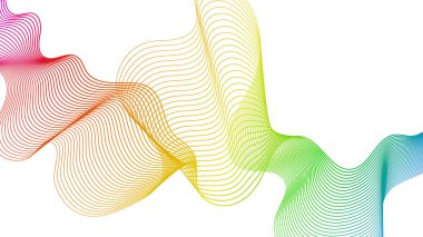 Beyaz zemin üzerinde renkli dalga gradyan çizgileri olan soyut arkaplan. Modern teknoloji arka planı, dalga tasarımı. Vektör illüstrasyonu