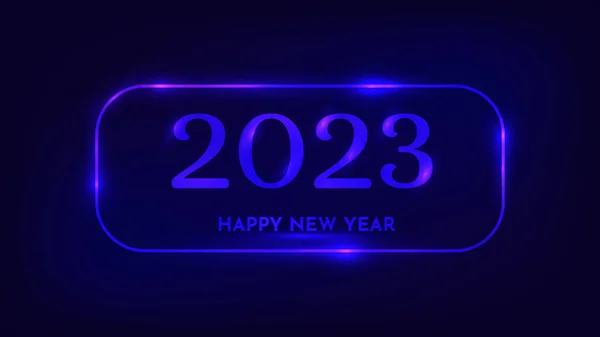 2023 Mutlu Yıllar Neon Geçmişi Neon Noel Bayramı Tebrik Kartı — Stok Vektör