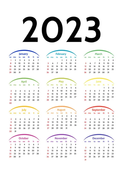 Calendar 2023 Isolated White Background Sunday Monday Business Template Vector — Archivo Imágenes Vectoriales