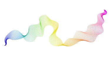 Beyaz zemin üzerinde renkli dalga gradyan çizgileri olan soyut arkaplan. Modern teknoloji arka planı, dalga tasarımı. Vektör illüstrasyonu