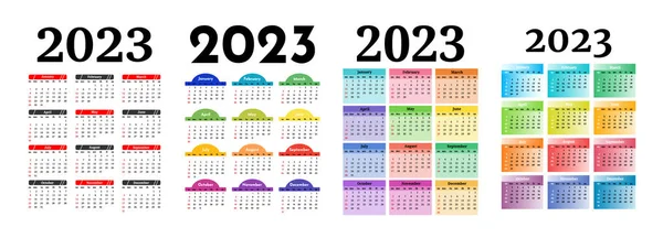 Conjunto Cuatro Calendarios Verticales Para 2023 Aislados Sobre Fondo Blanco — Archivo Imágenes Vectoriales