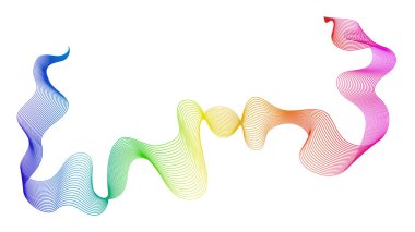 Beyaz zemin üzerinde renkli dalga gradyan çizgileri olan soyut arkaplan. Modern teknoloji arka planı, dalga tasarımı. Vektör illüstrasyonu