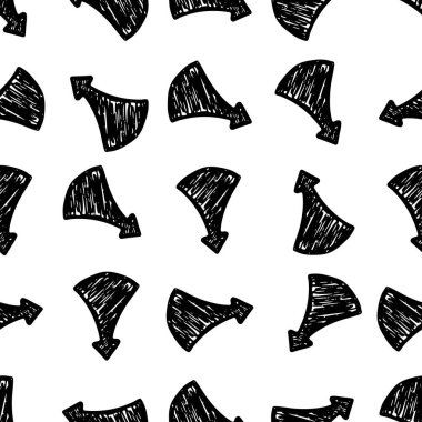 Beyaz arka planda siyah el okları çizilmiş pürüzsüz desen. Vektör illüstrasyonu