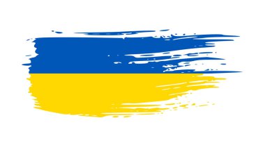 Grunge tarzında Ukrayna ulusal bayrağı. Ukrayna 'nın fırça darbesi bayrağıyla boyanmış. Vektör illüstrasyonu
