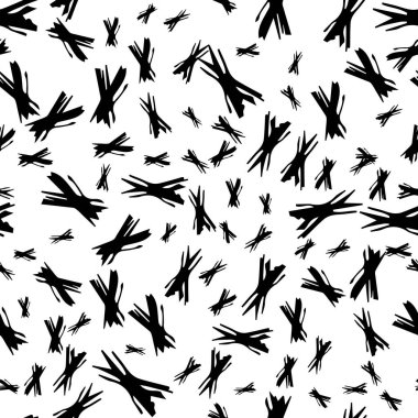 Elle çizilmiş çapraz sembollü kusursuz desen. Beyaz arka planda siyah çizim işareti. Vektör illüstrasyonu