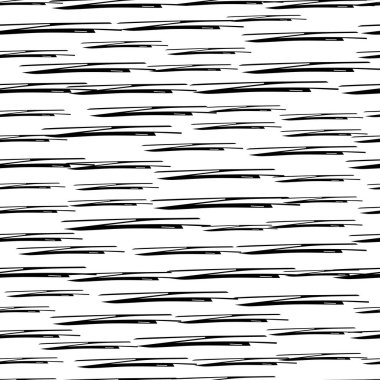 Beyaz arka planda soyut şekillerde siyah kalem fırça darbeleriyle kusursuz desen. Vektör illüstrasyonu