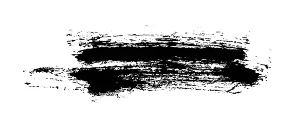 Czarny Pociągnięcie Pędzla Ręcznie Rysowana Plama Tuszu Białym Tle Ilustracja — Wektor stockowy