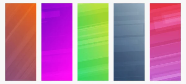 Set Van Vijf Moderne Kleurrijke Gradiënt Achtergronden Met Lijnen Heldere — Stockvector