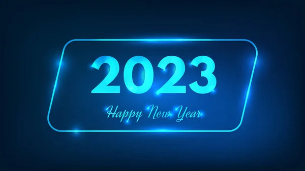 2023 Mutlu Yıllar Neon Geçmişi Neon Noel Bayramı Tebrik Kartı — Stok Vektör