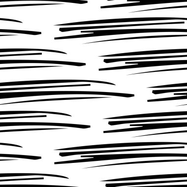 Beyaz arka planda soyut şekillerde siyah kalem fırça darbeleriyle kusursuz desen. Vektör illüstrasyonu