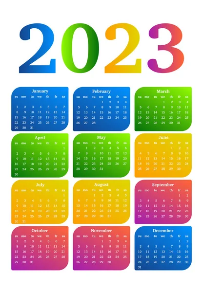Calendar 2023 Isolated White Background Sunday Monday Business Template Vector — стоковый вектор