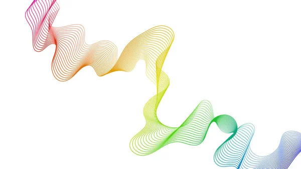 白い背景にカラフルな波のグラデーションラインを持つ抽象的な背景 現代の技術的背景 波のデザイン ベクターイラスト — ストックベクタ