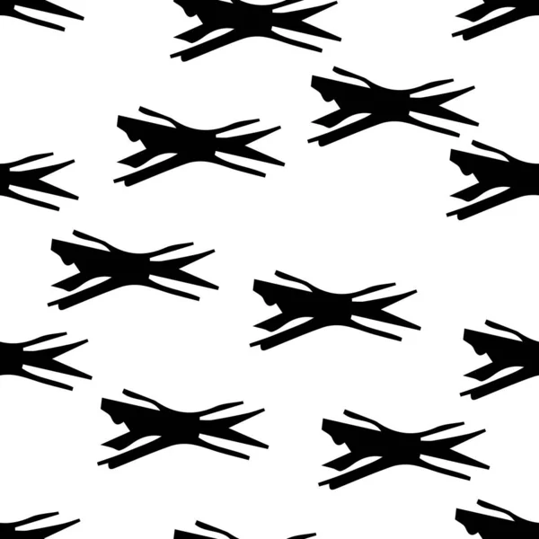 手描きの十字記号付きのシームレスなパターン 白の背景に黒のスケッチクロスシンボル ベクターイラスト — ストックベクタ