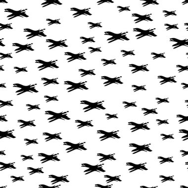 Elle çizilmiş çapraz sembollü kusursuz desen. Beyaz arka planda siyah çizim işareti. Vektör illüstrasyonu