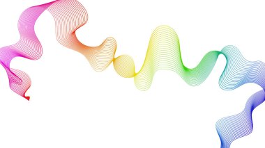 Beyaz zemin üzerinde renkli dalga gradyan çizgileri olan soyut arkaplan. Modern teknoloji arka planı, dalga tasarımı. Vektör illüstrasyonu
