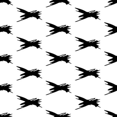 Elle çizilmiş çapraz sembollü kusursuz desen. Beyaz arka planda siyah çizim işareti. Vektör illüstrasyonu