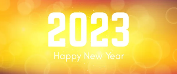 祝2023年新年吉祥 背景模糊 背景上有白色的数字 有意大利面 波克面和镜头照明弹 矢量说明 — 图库矢量图片