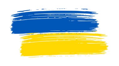 Grunge tarzında Ukrayna ulusal bayrağı. Ukrayna 'nın fırça darbesi bayrağıyla boyanmış. Vektör illüstrasyonu