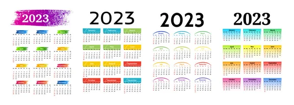 一组四个垂直日历 2023年独立于白色背景 周日到周一 业务模板 矢量说明 — 图库矢量图片