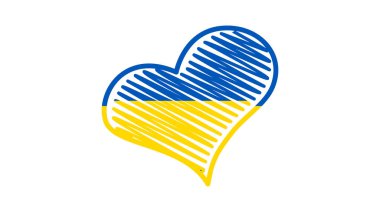 Ukrayna renginde kalp. Sarı ve mavi kalp beyaz arkaplanda. Vektör illüstrasyonu