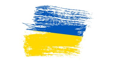 Grunge tarzında Ukrayna ulusal bayrağı. Ukrayna 'nın fırça darbesi bayrağıyla boyanmış. Vektör illüstrasyonu
