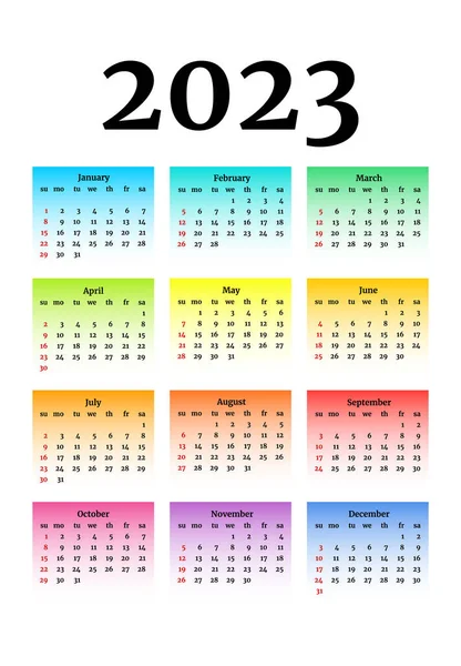 Calendar 2023 Isolated White Background Sunday Monday Business Template Vector — Stock Vector