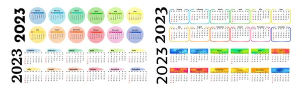 Calendar 2023 Isolated White Background Sunday Monday Business Template Vector — Vector de stock