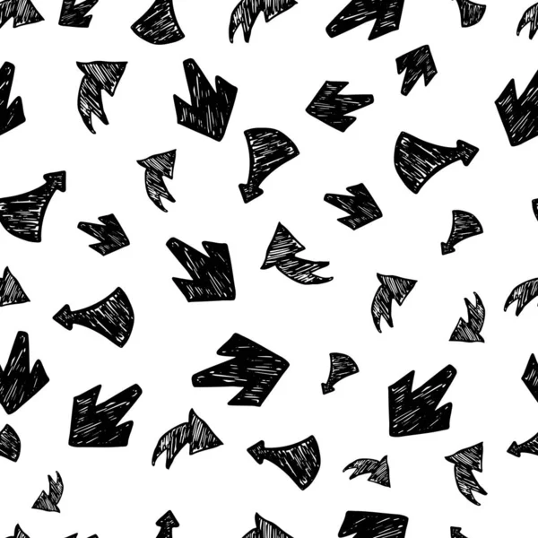 Бесшовный Узор Черными Ручными Стрелками Белом Фоне Векторная Иллюстрация — стоковый вектор