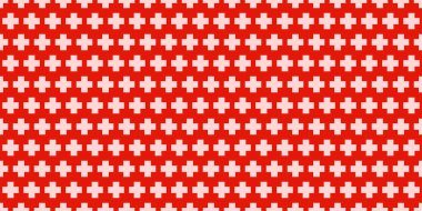 Kusursuz bir hastane geçmişi ve sembolleri var. Kırmızı arka planda tıbbın beyaz sembolü. Vektör illüstrasyonu