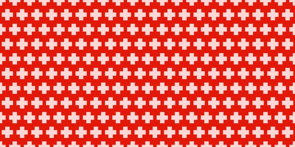 Zökkenőmentes Kórházi Háttér Plusz Szimbólumokkal Fehér Szimbólum Orvostudomány Piros Háttér — Stock Vector