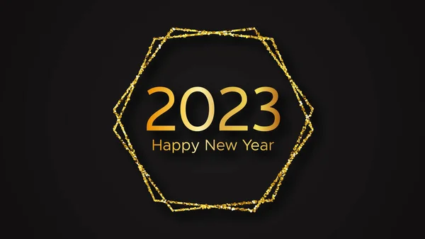 2023 Happy New Year Background Gold Inscription Gold Glitter Christmas — Wektor stockowy