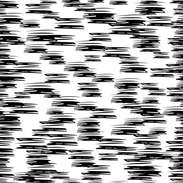 Seamless Pattern Black Pencil Brushstrokes Abstract Shapes White Background Vector — Stock Vector