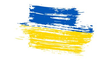 Grunge tarzında Ukrayna ulusal bayrağı. Ukrayna 'nın fırça darbesi bayrağıyla boyanmış. Vektör illüstrasyonu