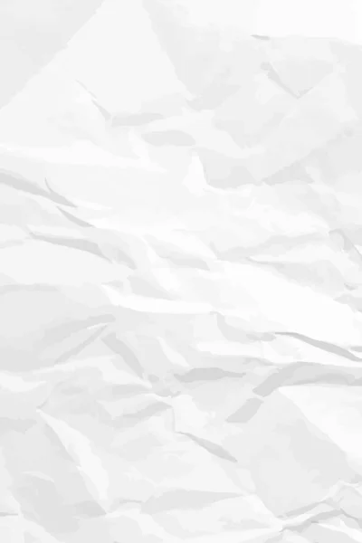 White Lean Crumpled Paper Background Vertical Crumpled Empty Paper Template — ストックベクタ