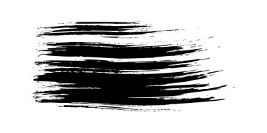 Siyah fırça darbesi. El çizimi mürekkep lekesi beyaz arka planda izole edilmiş. Vektör illüstrasyonu