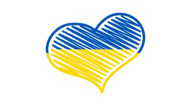 Ukrayna renginde kalp. Sarı ve mavi kalp beyaz arkaplanda. Vektör illüstrasyonu