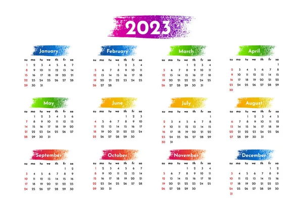 Calendar 2023 Isolated White Background Sunday Monday Business Template Vector — Stock Vector