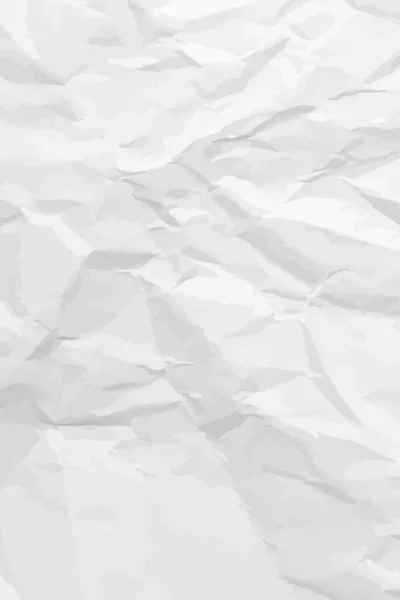 White Lean Crumpled Paper Background Vertical Crumpled Empty Paper Template — Stockvector