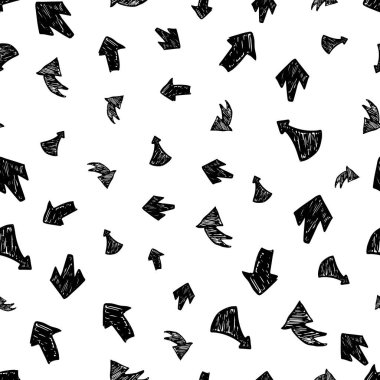 Beyaz arka planda siyah el okları çizilmiş pürüzsüz desen. Vektör illüstrasyonu