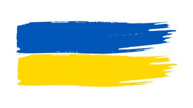 Grunge tarzında Ukrayna ulusal bayrağı. Ukrayna 'nın fırça darbesi bayrağıyla boyanmış. Vektör illüstrasyonu
