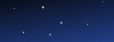 Bir sürü yıldızlı gece gökyüzü. Evrenin derinliklerindeki yıldız tozuyla soyut doğa arka planı. Vektör illüstrasyonu