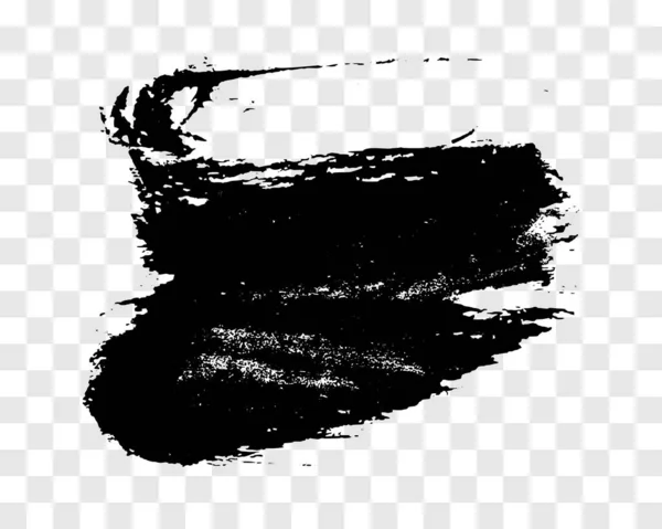 黒いブラシのストローク 透明な背景に描かれた手描きのインクスポット ベクターイラスト — ストックベクタ