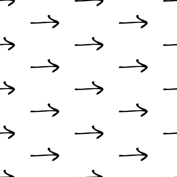 Padrão Sem Costura Com Setas Desenhadas Mão Preta Fundo Branco — Vetor de Stock