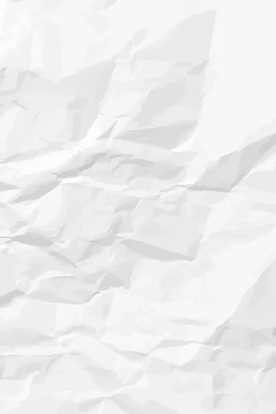 White Lean Crumpled Paper Background Vertical Crumpled Empty Paper Template — 图库矢量图片