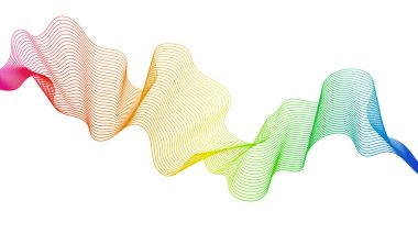 Beyaz zemin üzerinde renkli dalga gradyan çizgileri olan soyut arkaplan. Modern teknoloji arka planı, dalga tasarımı. Vektör illüstrasyonu