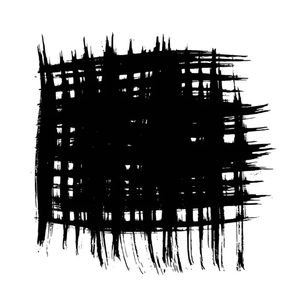 Black Brush Stroke Square Form Hand Drawn Ink Spot Isolated — 스톡 벡터