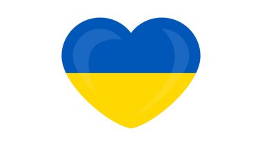 Ukrayna renginde kalp. Beyaz arka planda sarı ve mavi kalp. Vektör illüstrasyonu
