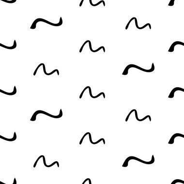 Siyah çizim elli kusursuz desen beyaz arkaplana karalamalı şekil çizmiş. Soyut grunge dokusu. Vektör illüstrasyonu