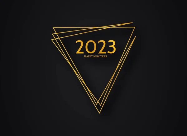 2023 Mutlu Yıllar Altın Geometrik Çokgen Arka Plan Noel Tebrik — Stok Vektör